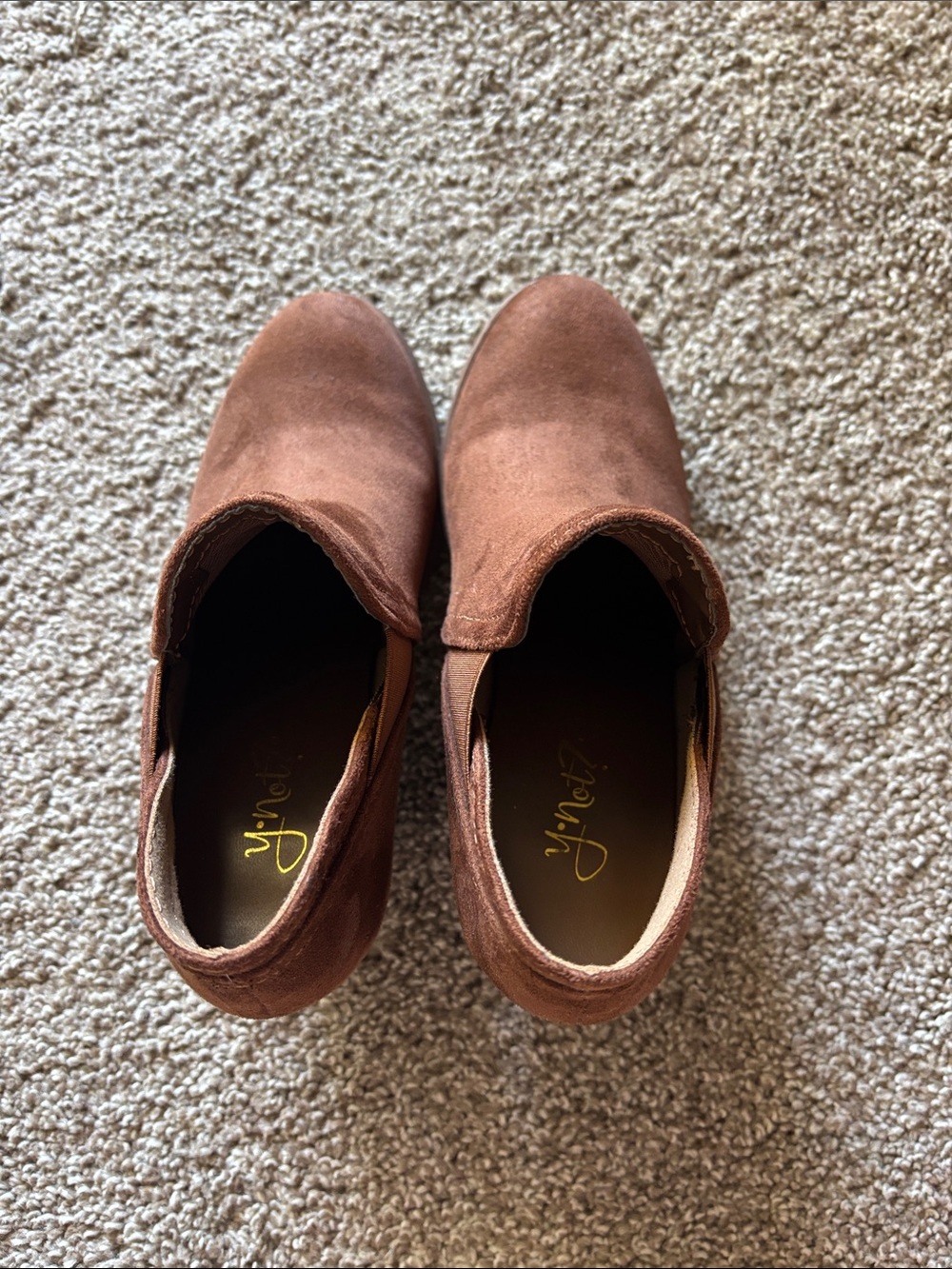 Women’s Brown Suede Ankle Booties - Classic Slip-On Style - Picture 4 of 4